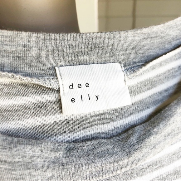 Dee Elly gray/white striped front knot dress - Picture 3 of 5